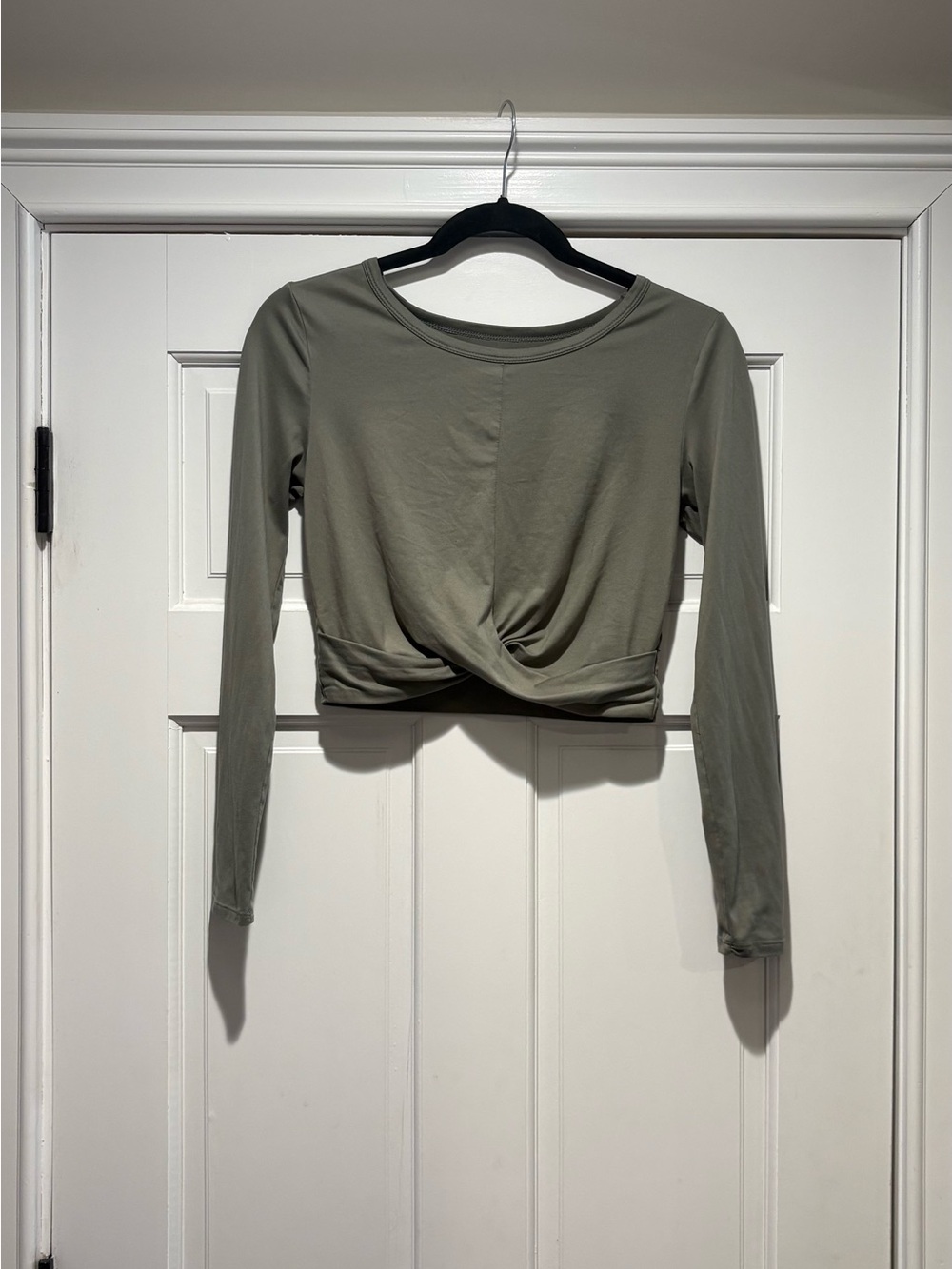 Harmony Balance Small Twist-Front Long Sleeve Crop Top - Olive - Picture 2 of 7
